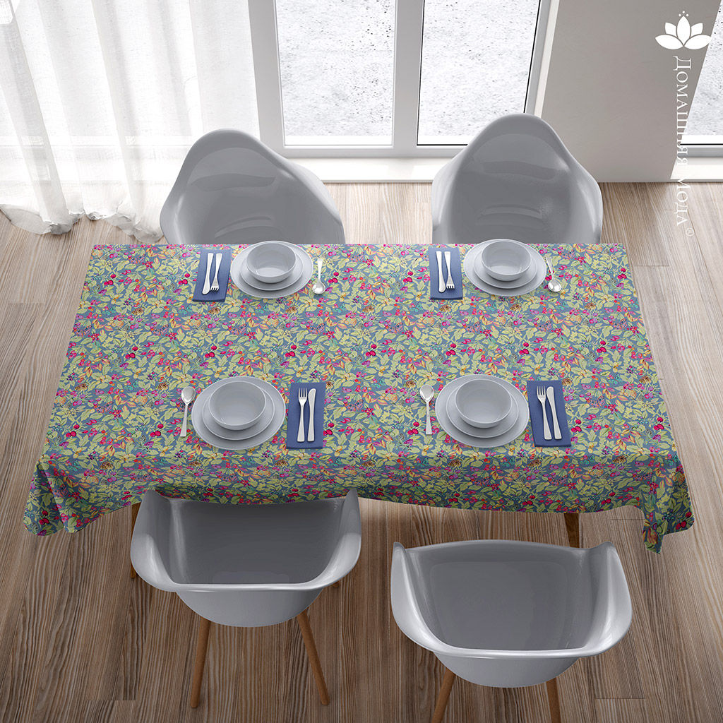 Скатерть 150х145см Marcella, длина стола до 110см, на 4 персоны, рогожка (хлопок 100%) 171г/м2, упаковка классическая, пакет ПВХ 28х41см, Домашняя мода (Россия)  фото 2