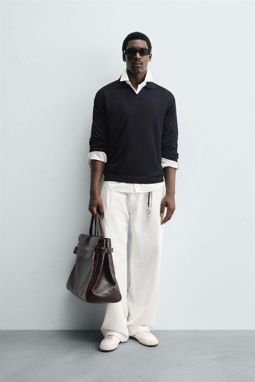 TEXTURED KNITTED POLO SHIRT