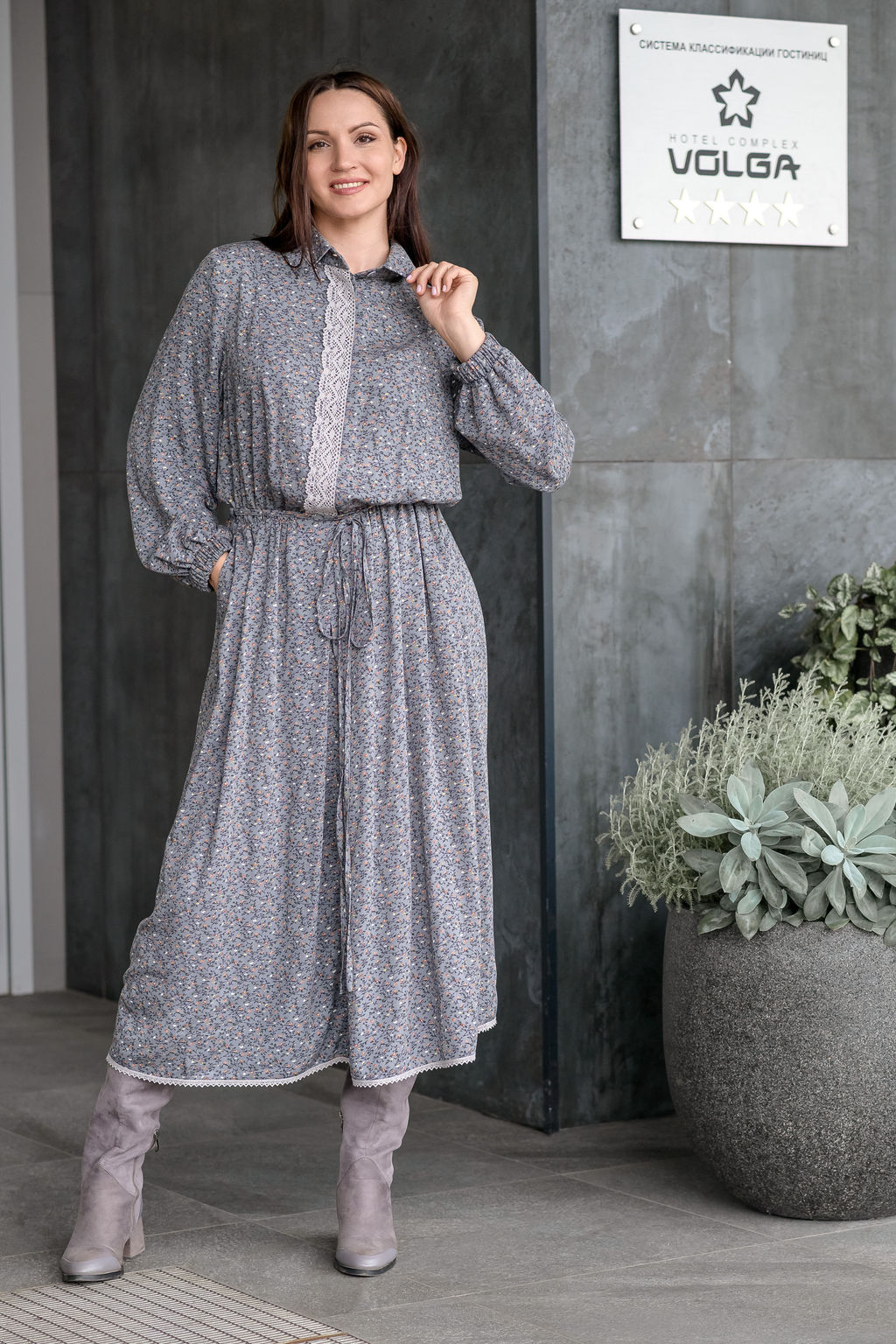 платье ХЛОПОК+ВИСКОЗА с кружевом - Новый лен фото 3