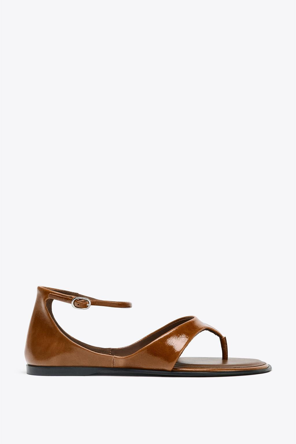 LEATHER TOE POST SANDALS - Zara фото 3