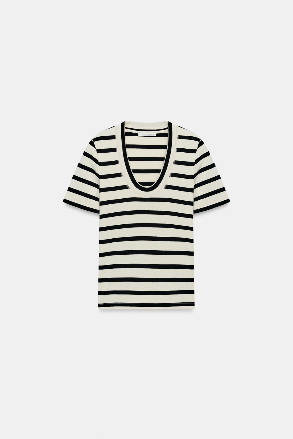 CAMISETA RIB ESCOTE REDONDO / Blanco / Negro
