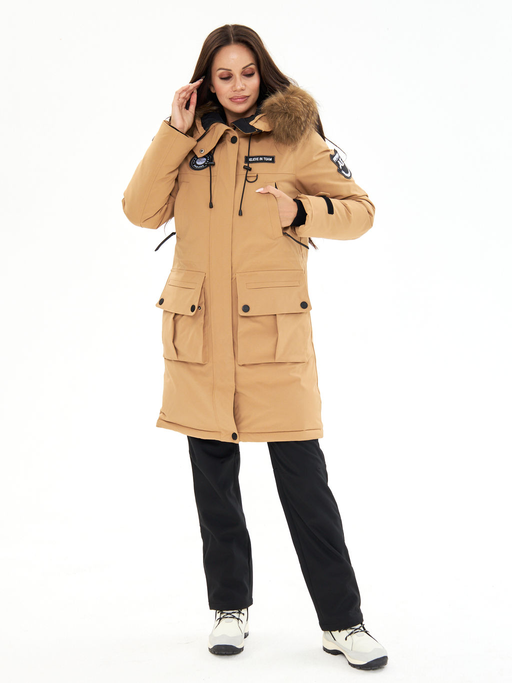 Женская зимняя мембранная парка с натуральным мехом Alpha Endless Frozen Metropolis_19 Крем-брюле  фото 24