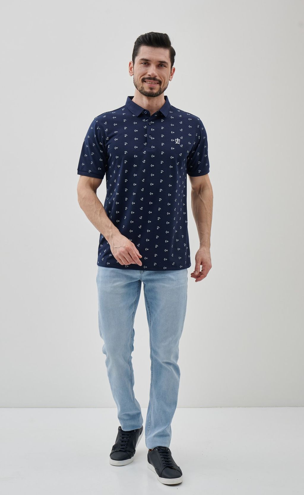 Футболка-поло FJ207-03 d.blue print - Fine joyce фото 2