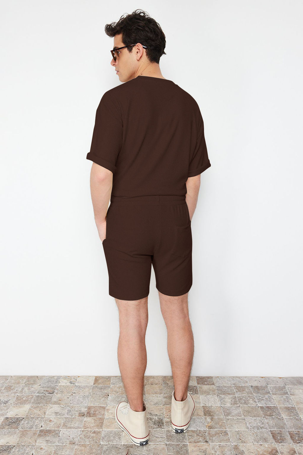 Basic Kahverengi Regular/Normal Kesim Orta Boy Bagc?kl? Dokulu K?r?smaz Ottoman Sort TMNSS23SR00039