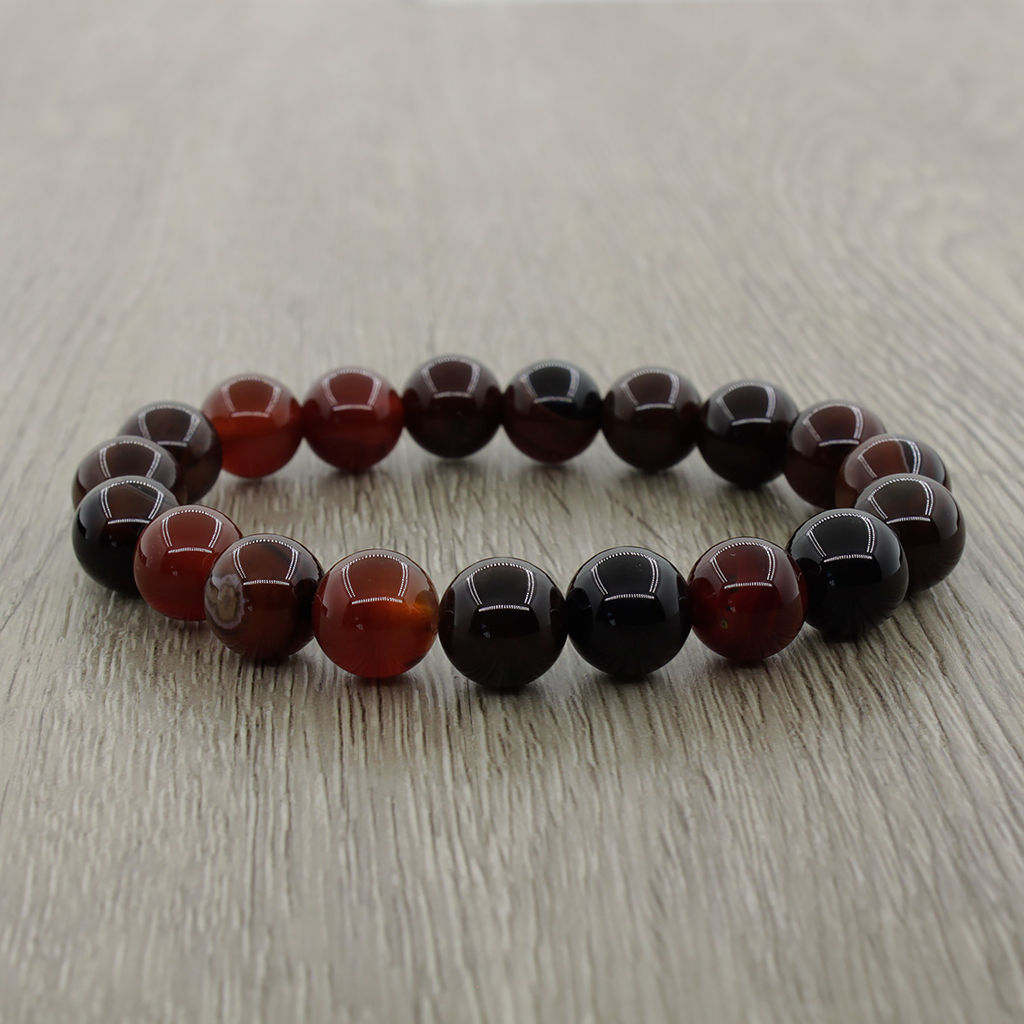 Агат коричневый 10мм, браслет "Классика" длина 18см