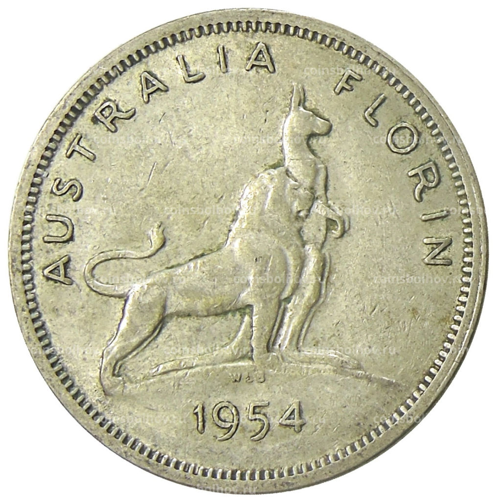 1 флорин (2 шиллинга) 1954 года Австралия Королевский визит Елизаветы II
