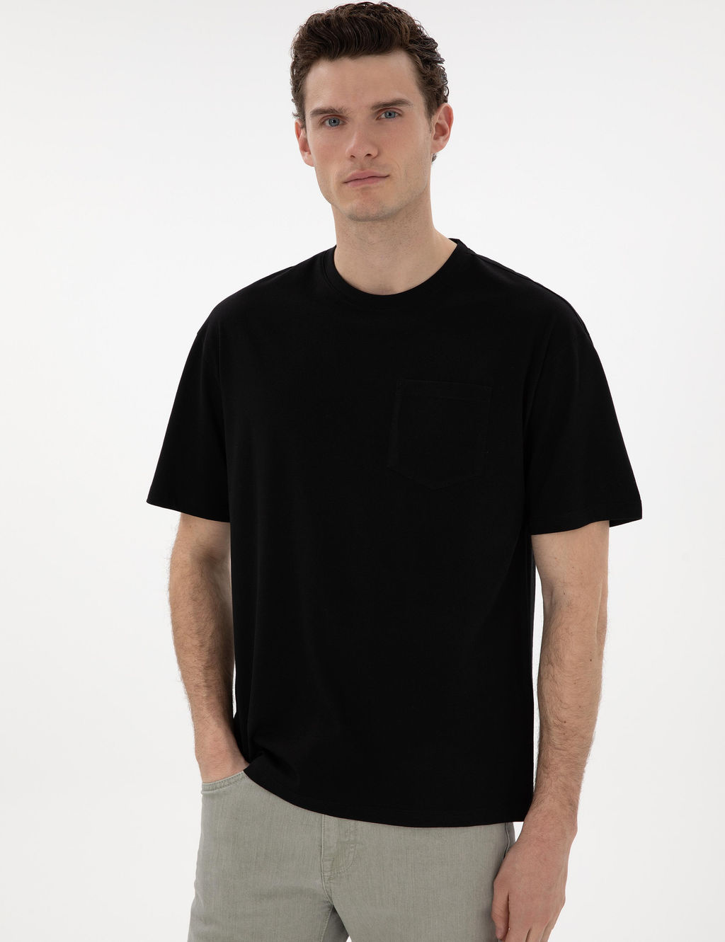 Siyah Comfort Fit Basic Ti__rt - Pierre cardin фото 3