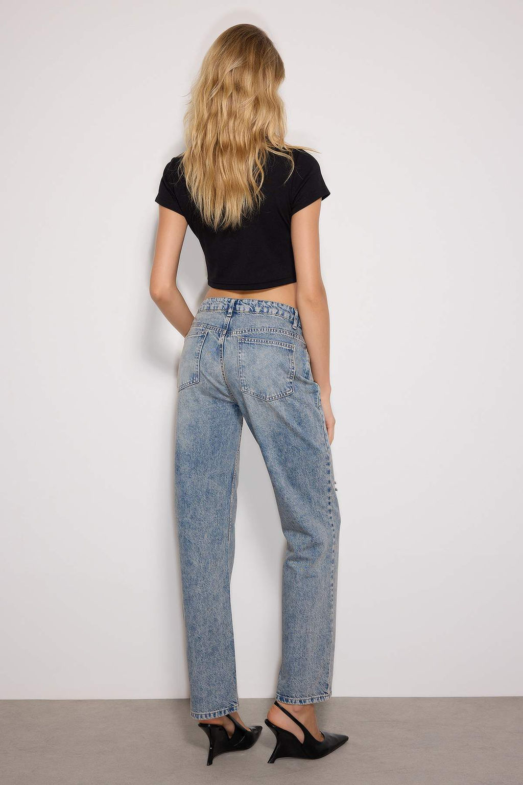 TRENDYOLMILLA Mavi Y?rt?kl? Yuksek Bel Uzun Straight Jeans TWOAW24JE00033 фото 14