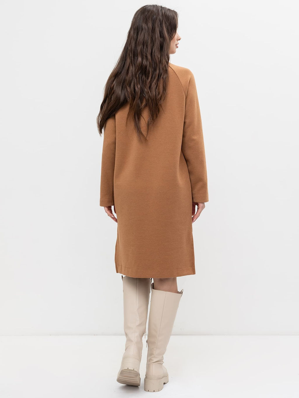 Платье из селаника с длинным рукавом в коричневом цвете - Mark formelle фото 3