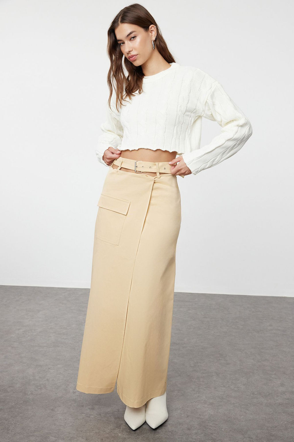 Lacivert Super Crop Sac Orgu Triko Kazak TWOAW24KZ00706 - Trendyolmilla фото 10