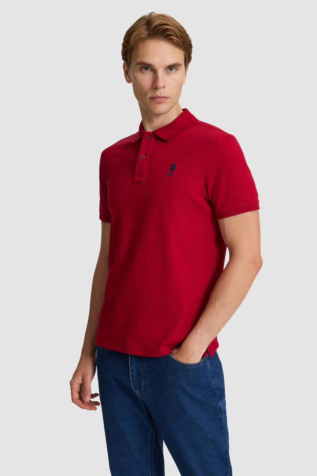 Erkek Bordo Slim Fit Polo Yaka Basic Ti__rt
