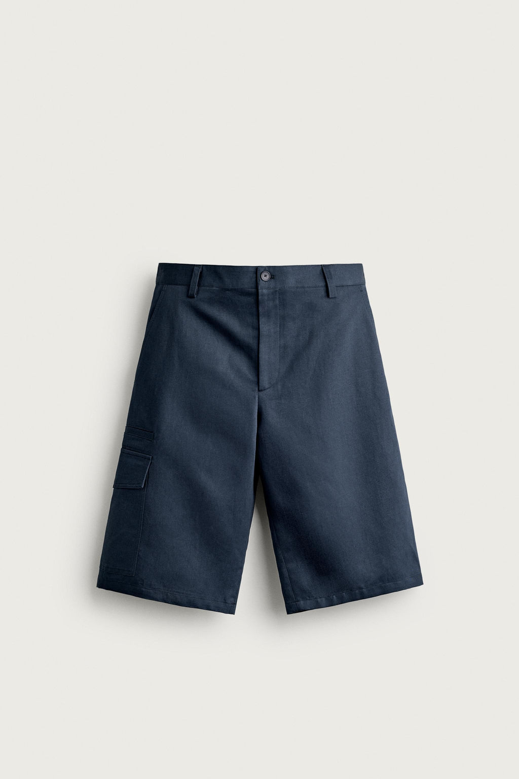 BERMUDA CARGO RELAXED FIT ALGOD?N - LINO / Azul / Marino - Zara фото 7
