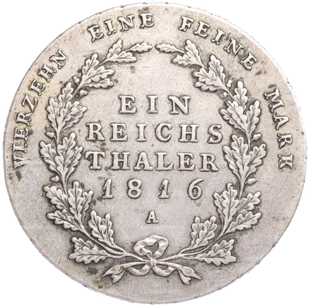 Монета 1 рейхсталер 1816 года A Пруссия