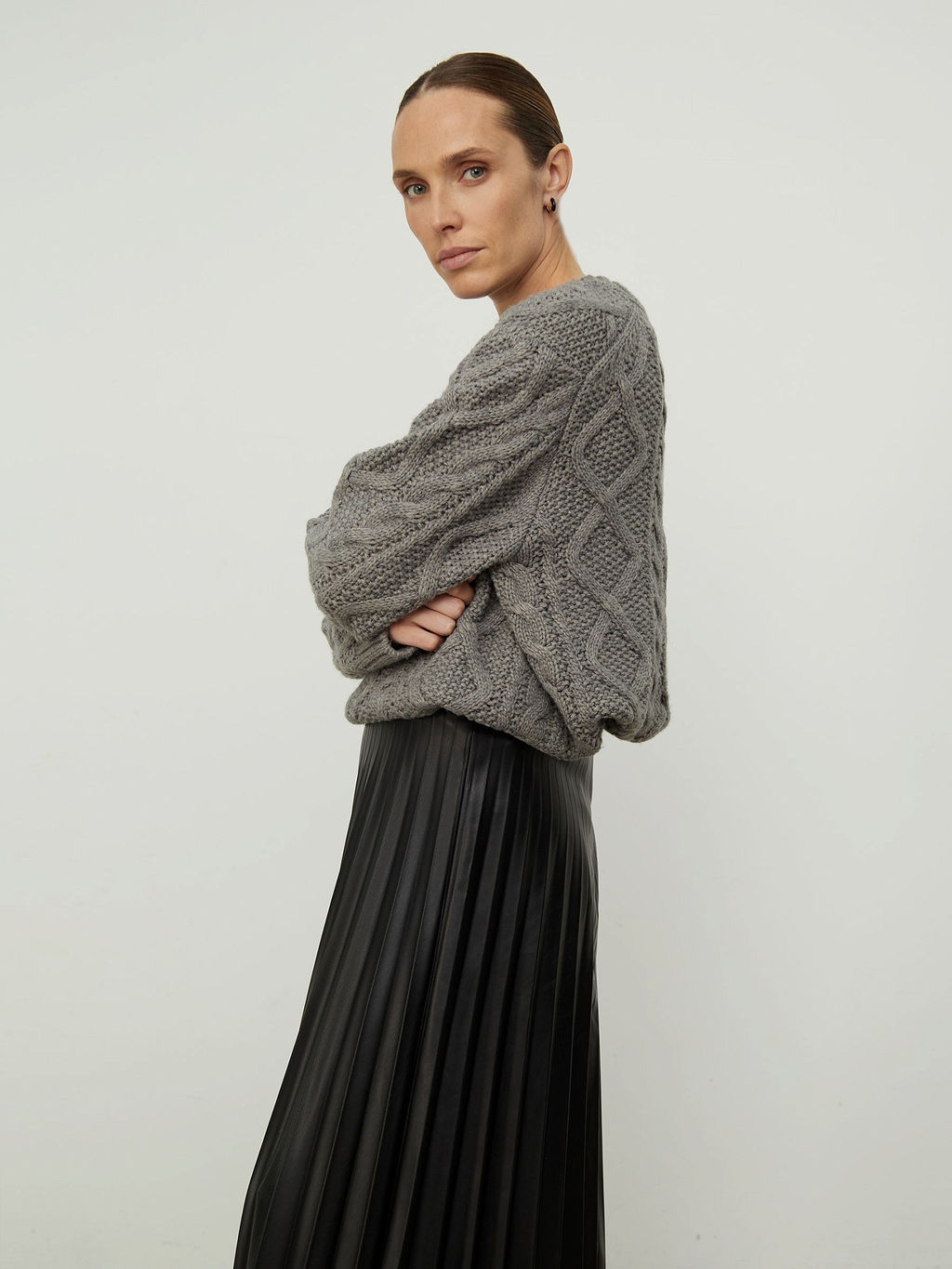 Джемпер с узорной вязкой B2876/nuage - Emka фото 3