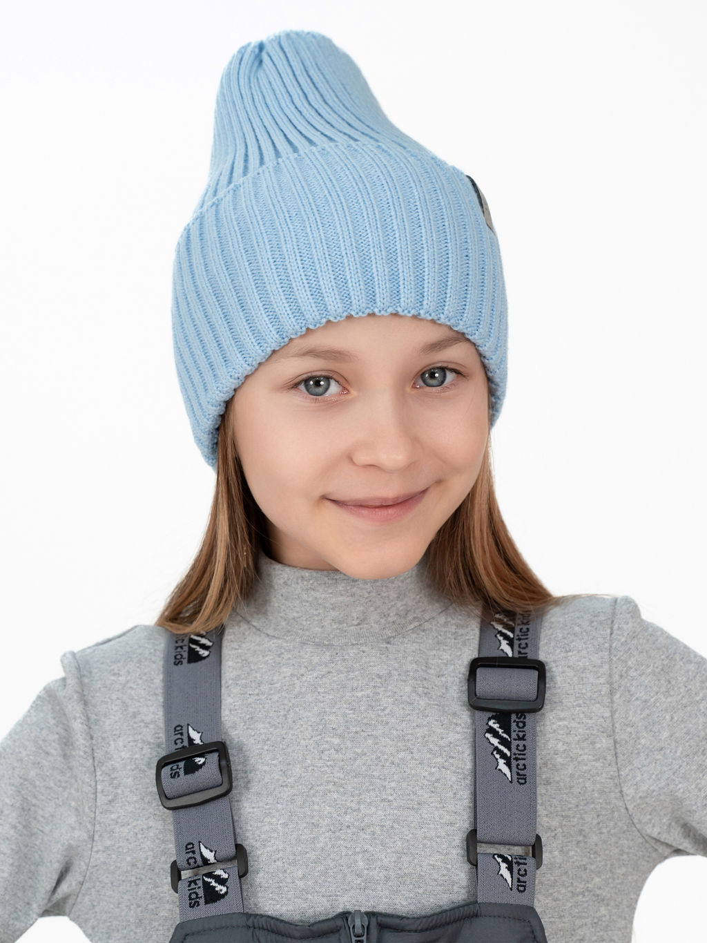 Шапка вязаная светло-голубая Ш-120 (52-54)