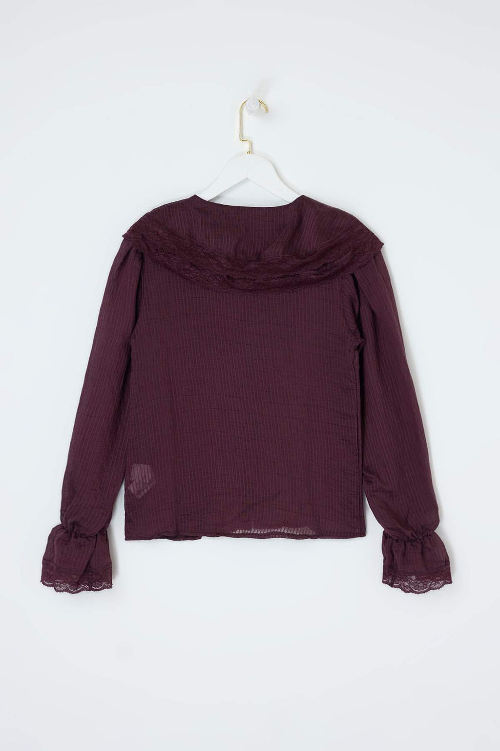 Limited Edition Murdum Hafif Transparan Dantel Garnili Gomlek TWOSS26GO00123