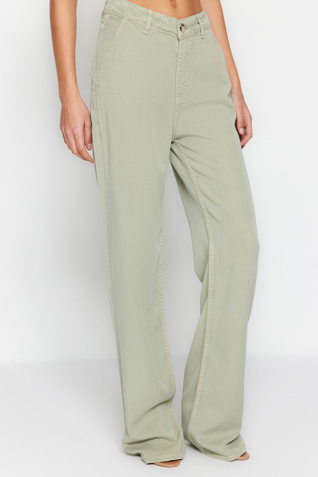 More Sustainable Mint %100 Tencel Dusuk Bel Wide Leg Jeans TWOSS23JE00219