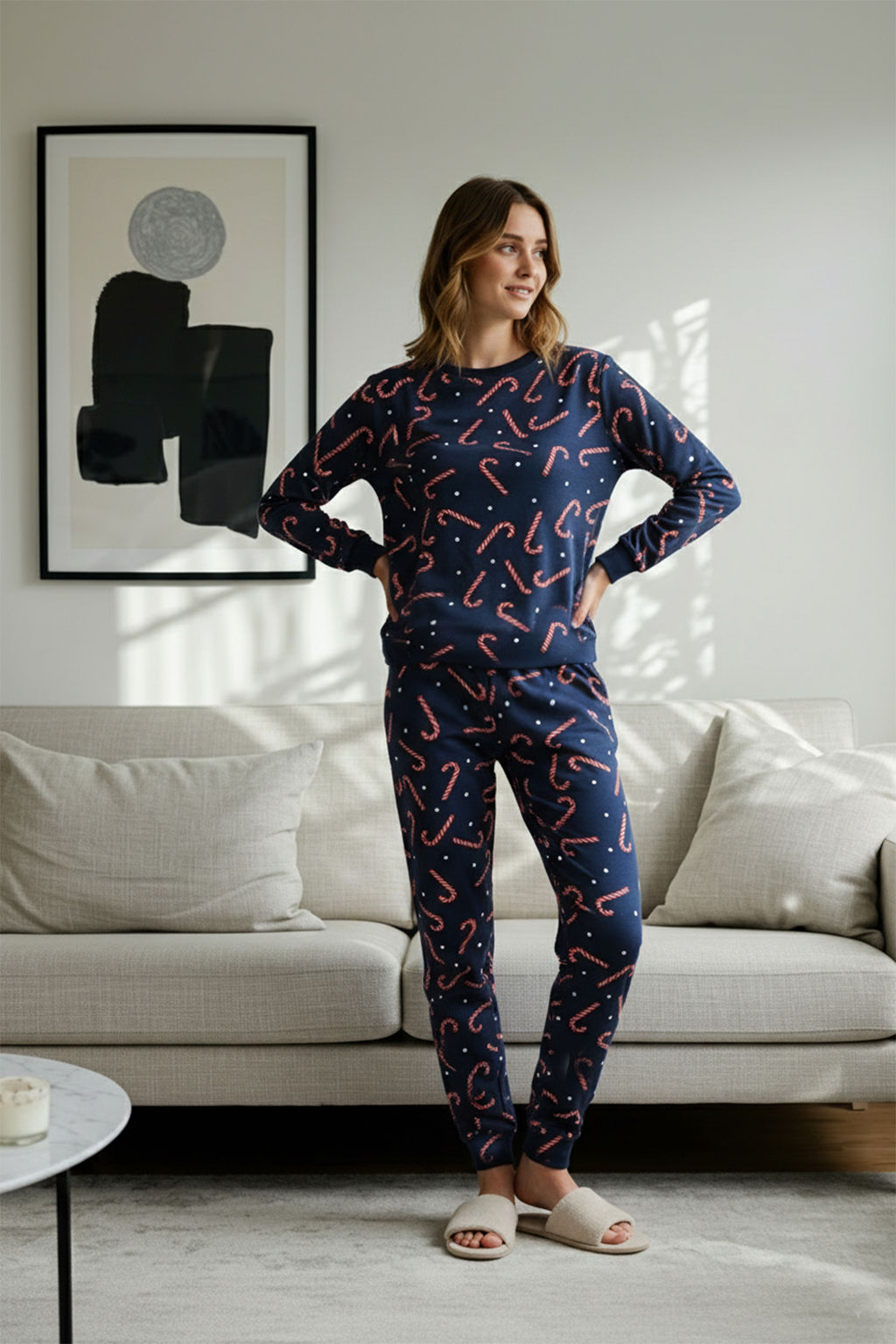 Trendyolmilla Lacivert %100 Pamuklu Y?lbas? Temal? Orme Pijama Tak?m? THMAW21PT0771  фото 25