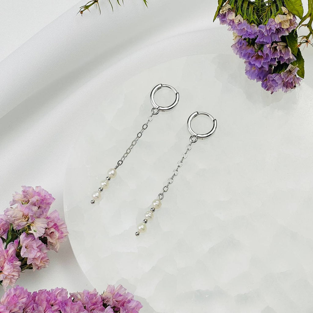 Серьги на цепочке из Жемчуга