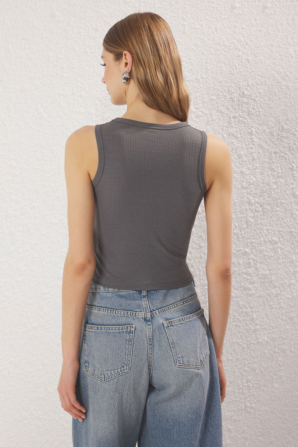 Trendyolmilla Tas-Bordo-Siyah-Gri 4lu Paket Fitted/Vucuda Oturan Orme Atlet TWOSS25AL00057  фото 10