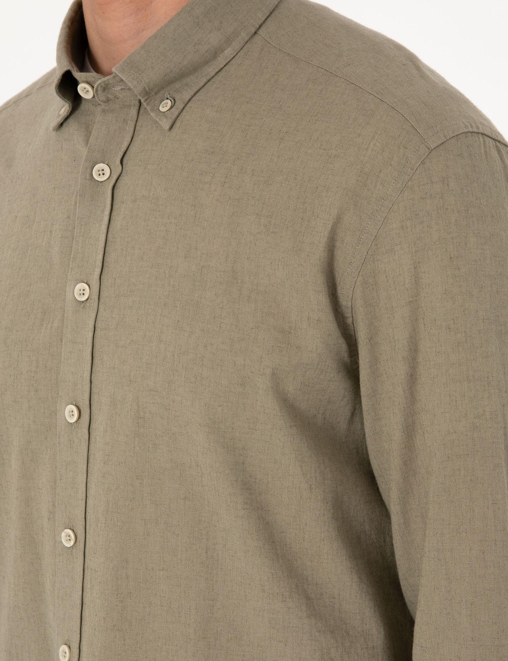 Рубашка Pierre Cardin Regular Fit хаки из льна