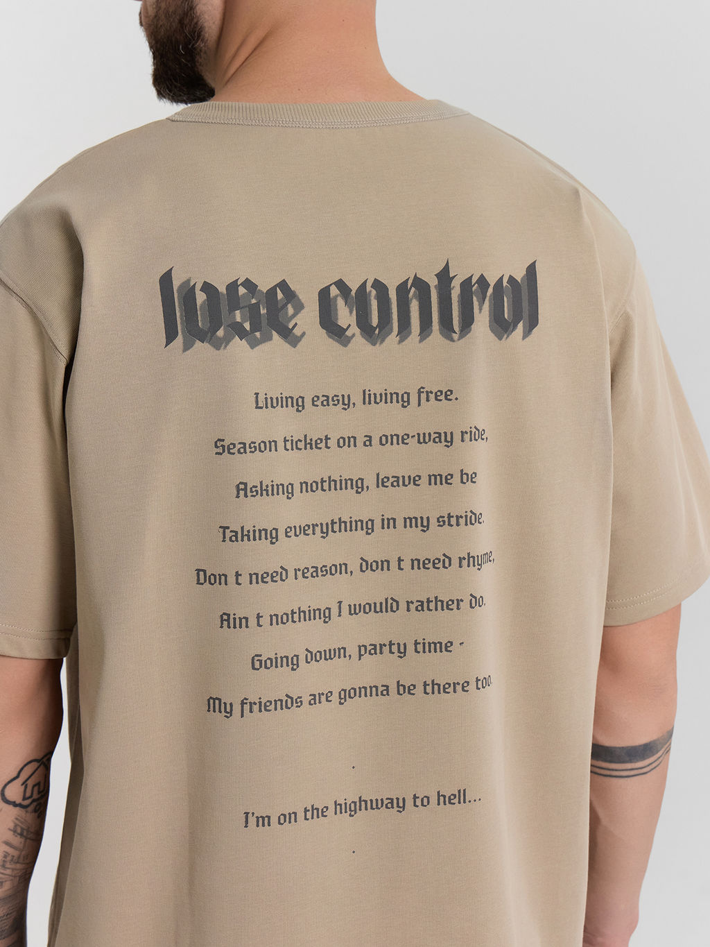Футболка мужская бежевая с принтом lose control - Mark formelle фото 6