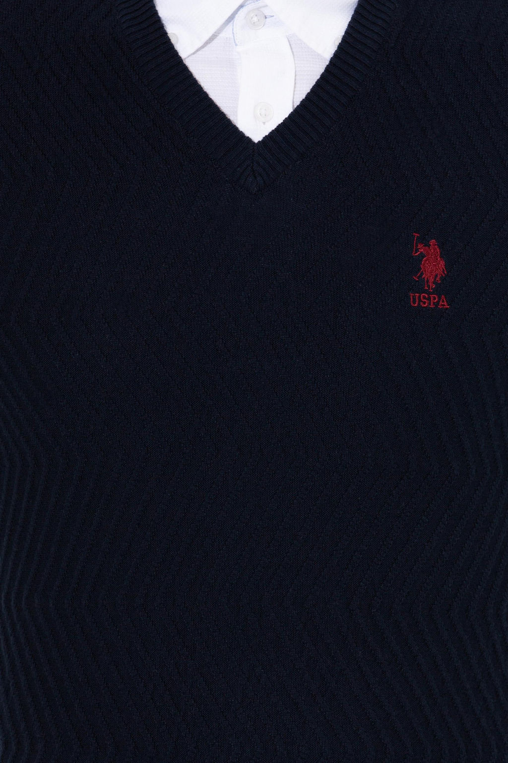 U. S. Polo Assn Мужской темно-синий трикотажный свитер с v-образным вырезом - U.s. polo assn фото 18