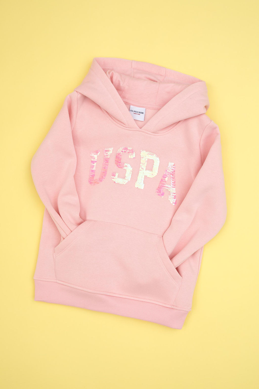 K_z _ocuk Toz Pembe Payet __lemeli _ardonlu Kap__onlu Basic Sweatshirt Sepette S_rpriz _ndirim