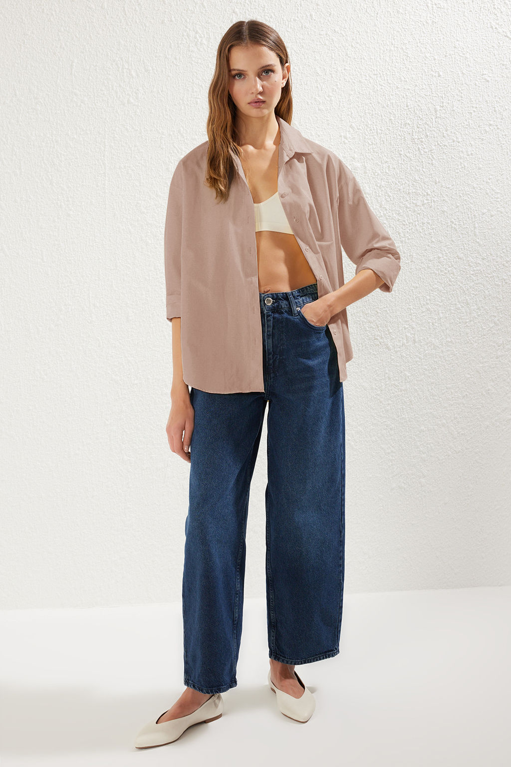 Vizon Loose Fit Pamuklu Dokuma Gomlek TWOAW20GO0107
