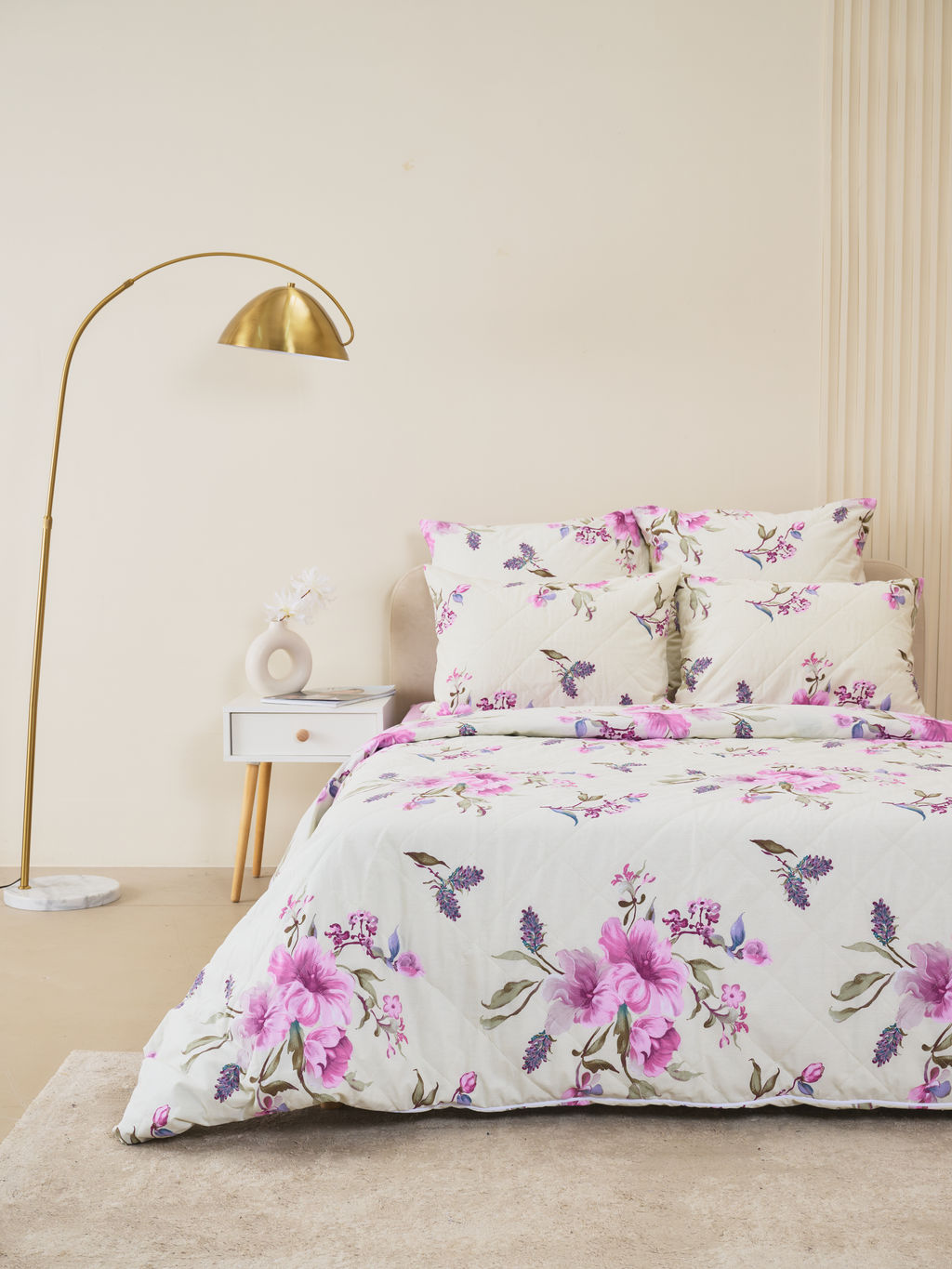 Постельное белье зима-лето из поплина с простыней на резинке - Джина Семейный с прост. на рез.180*200*25 (нав.70x70)