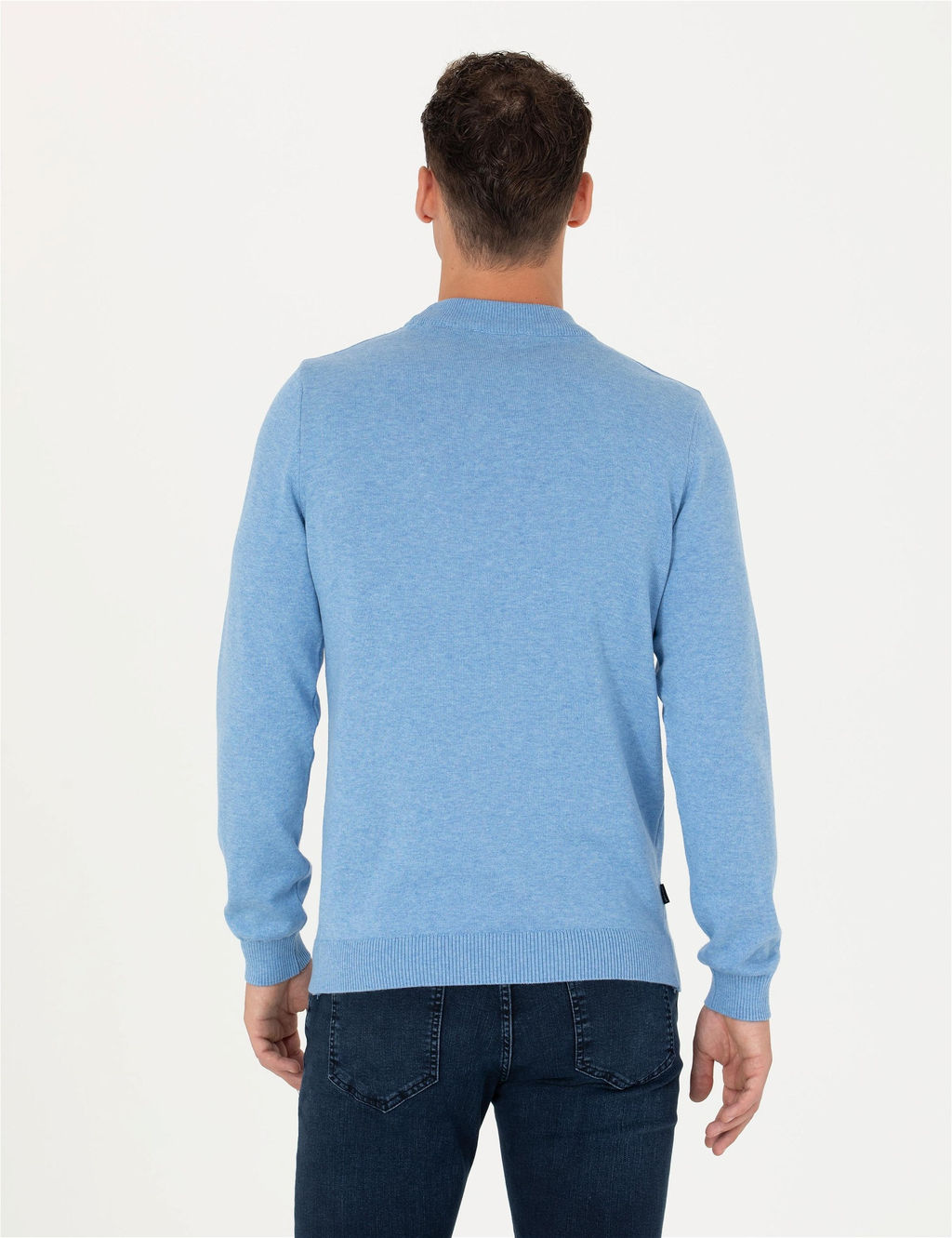 Mavi Melanj Slim Fit Yar_m Bal_k__ Yaka Basic Triko Kazak - Pierre cardin фото 5