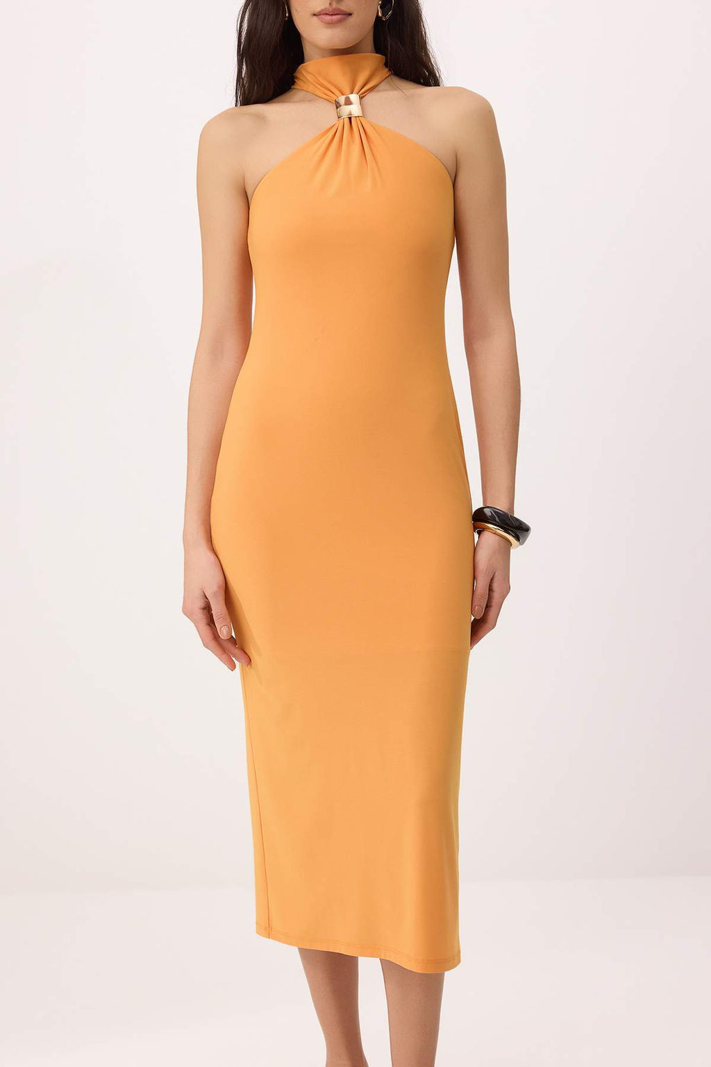 Siyah Bodycon Boyundan Baglamal? Kolsuz Aksesuar Detayl? Midi Esnek Orme Elbise TWOSS26EL00201 - Trendyolmilla фото 7