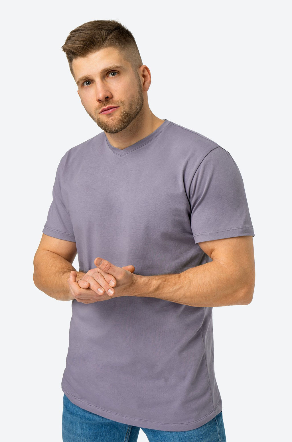 Мужская футболка из хлопка с лайкрой с V-вырезом Happy Fox  фото 8