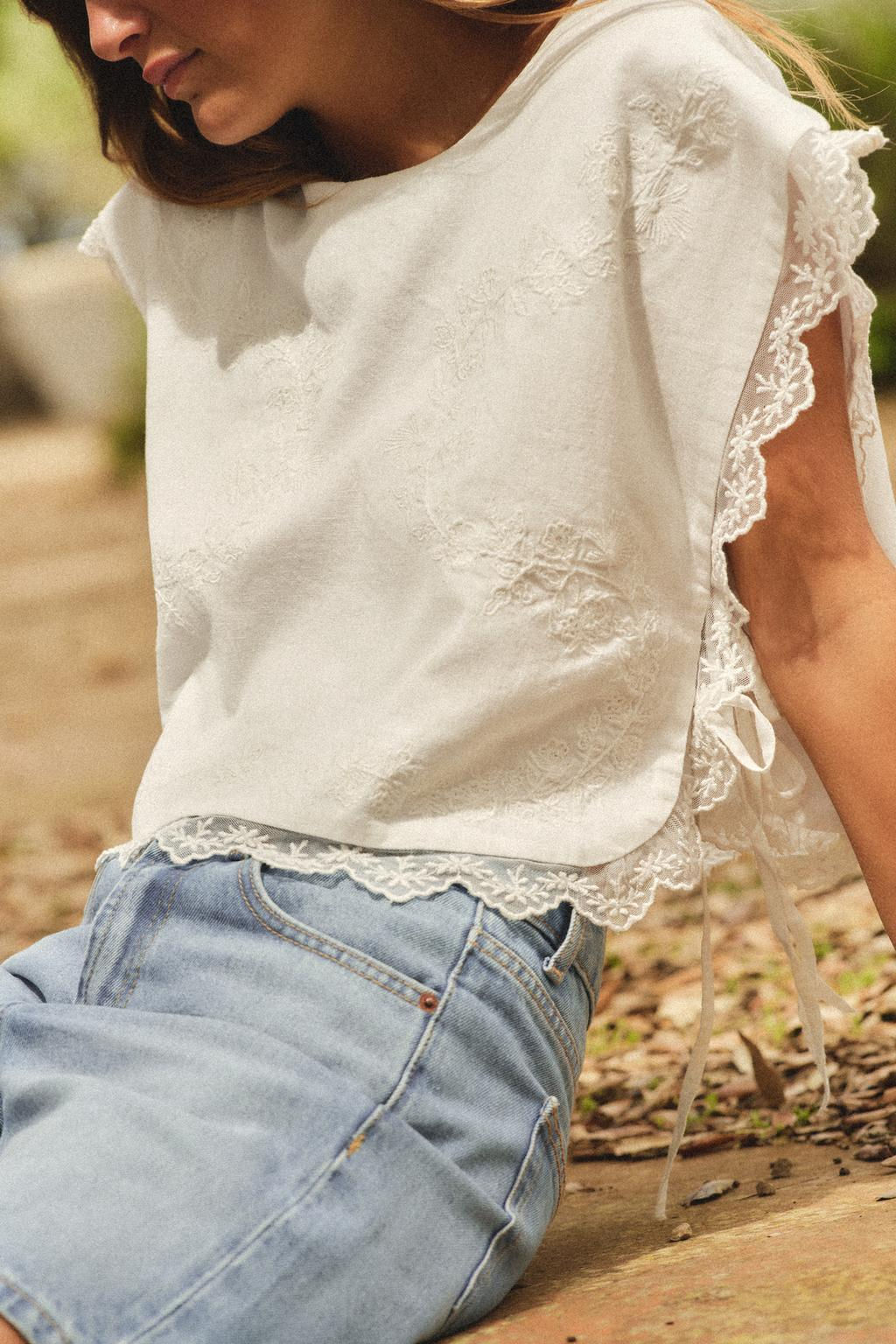 EMBROIDERED TIE TOP - Zara фото 2