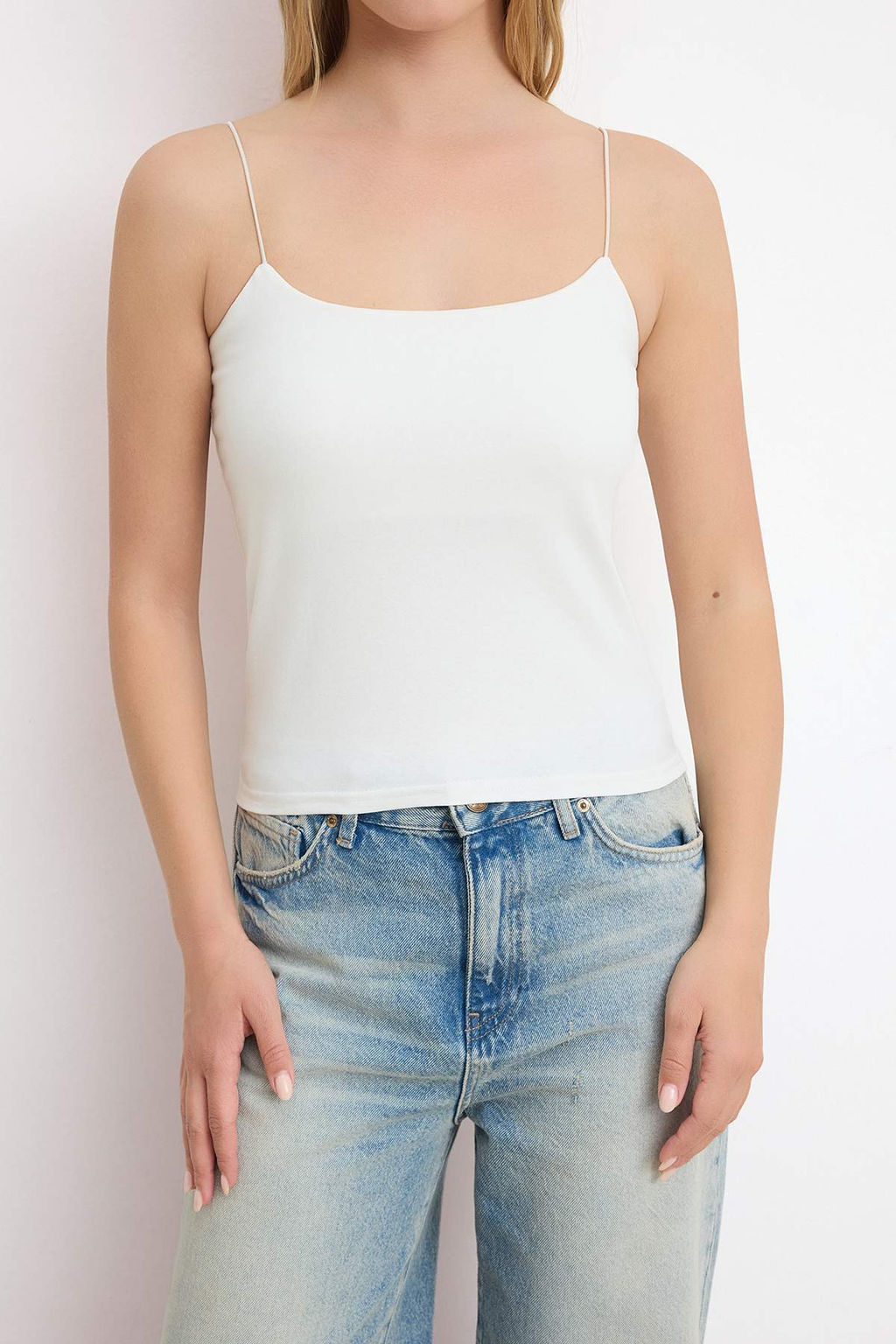 Trendyolmilla Siyah-Beyaz-Bej 3lu Paket Ask?l? Vucuda Oturan Kare Yaka Esnek Orme Atlet TWOSS24AL00054  фото 22