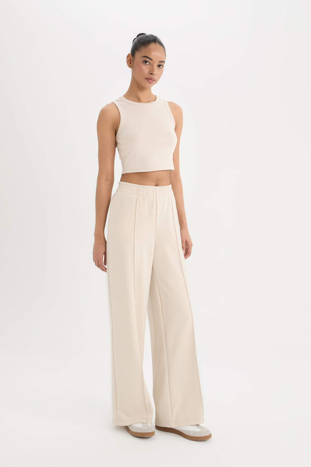 DeFactoFit Wide Leg Genis Paca Esofman Alt? Cift Cepli Standart Paca Standart Boy Skuba Dalg?c Kumas  фото 2