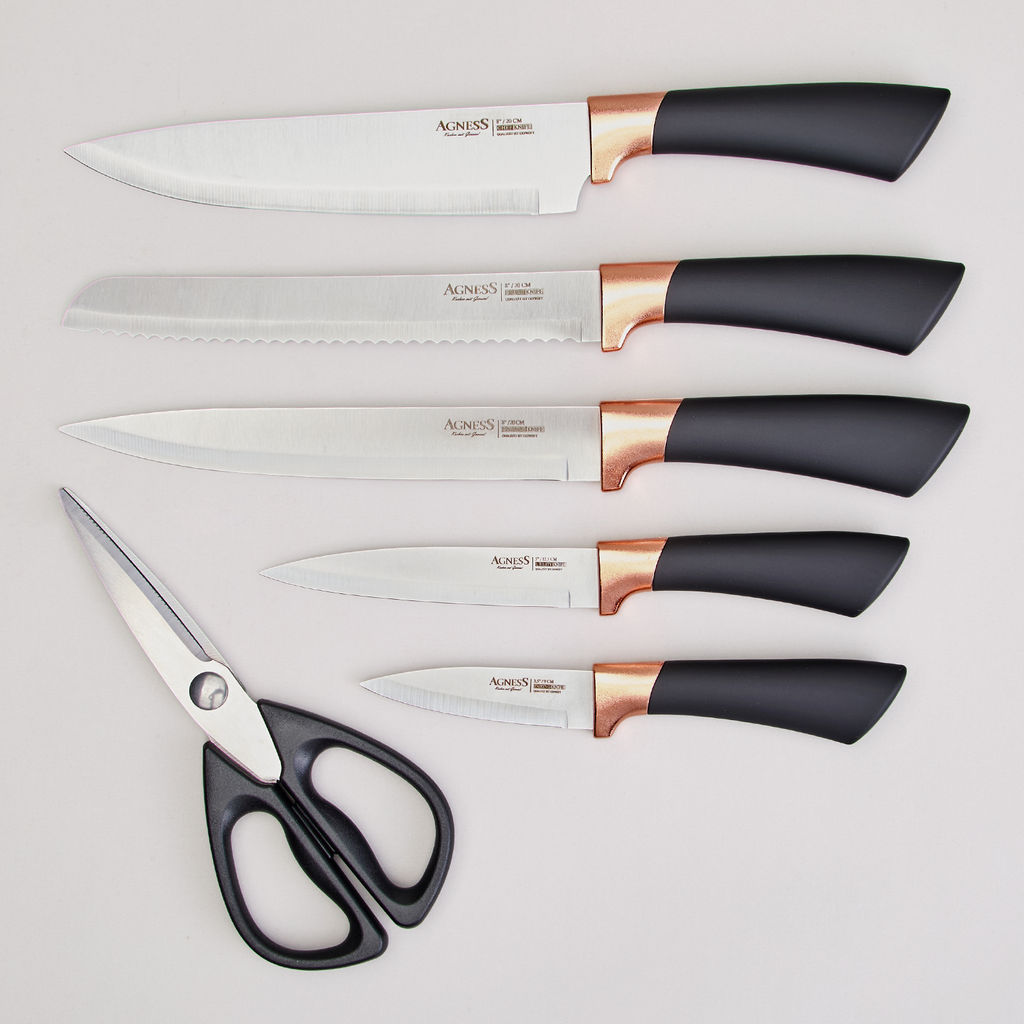 НАБОР НОЖЕЙ AGNESS НА ПЛАСТИКОВОЙ ПОДСТАВКЕ, 7 ПРЕДМЕТОВ фото 3