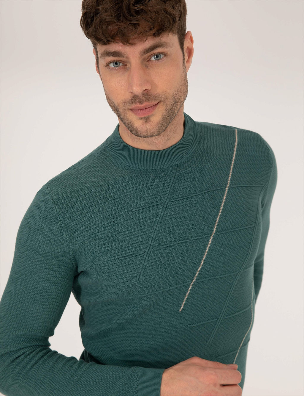 Ye_il Slim Fit Bisiklet Yaka Triko Kazak - Pierre cardin фото 2