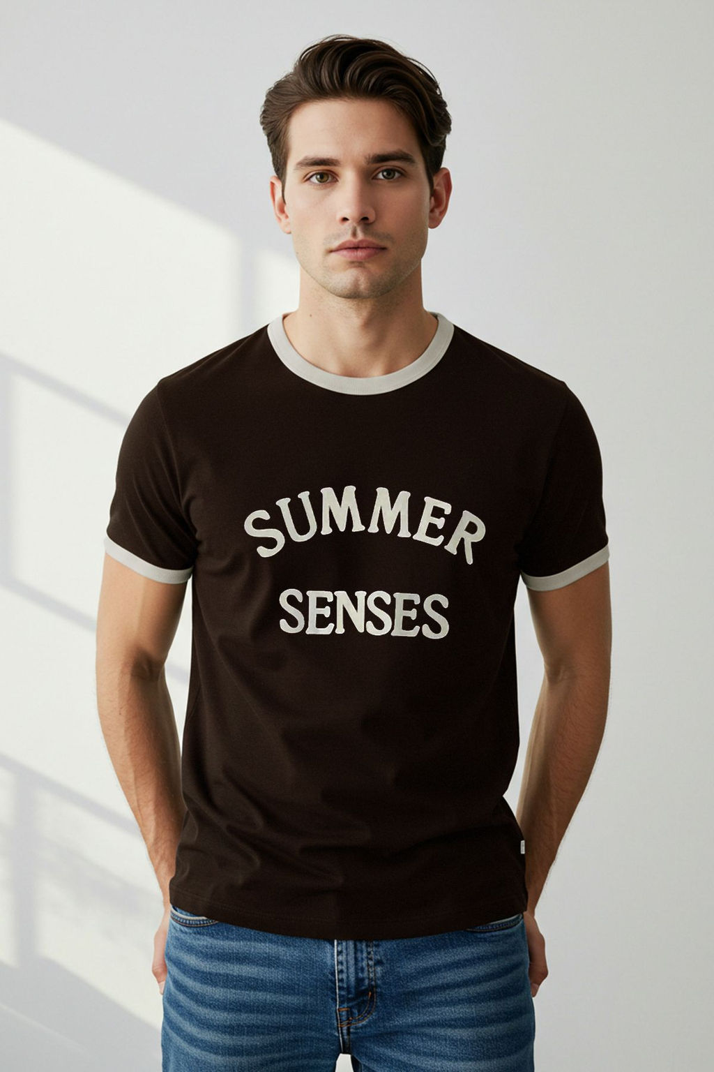TRENDYOL MAN Ekru Regular/Normal Kesim Kol Detayl? Bask?l? %100 Pamuk Tok Kumas T-shirt TMNSS25TS00034 - Trendyolmilla фото 5