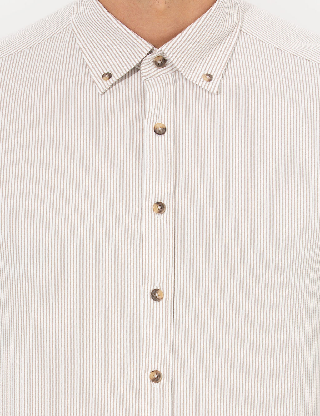 Bej Slim Fit Uzun Kollu G_mlek