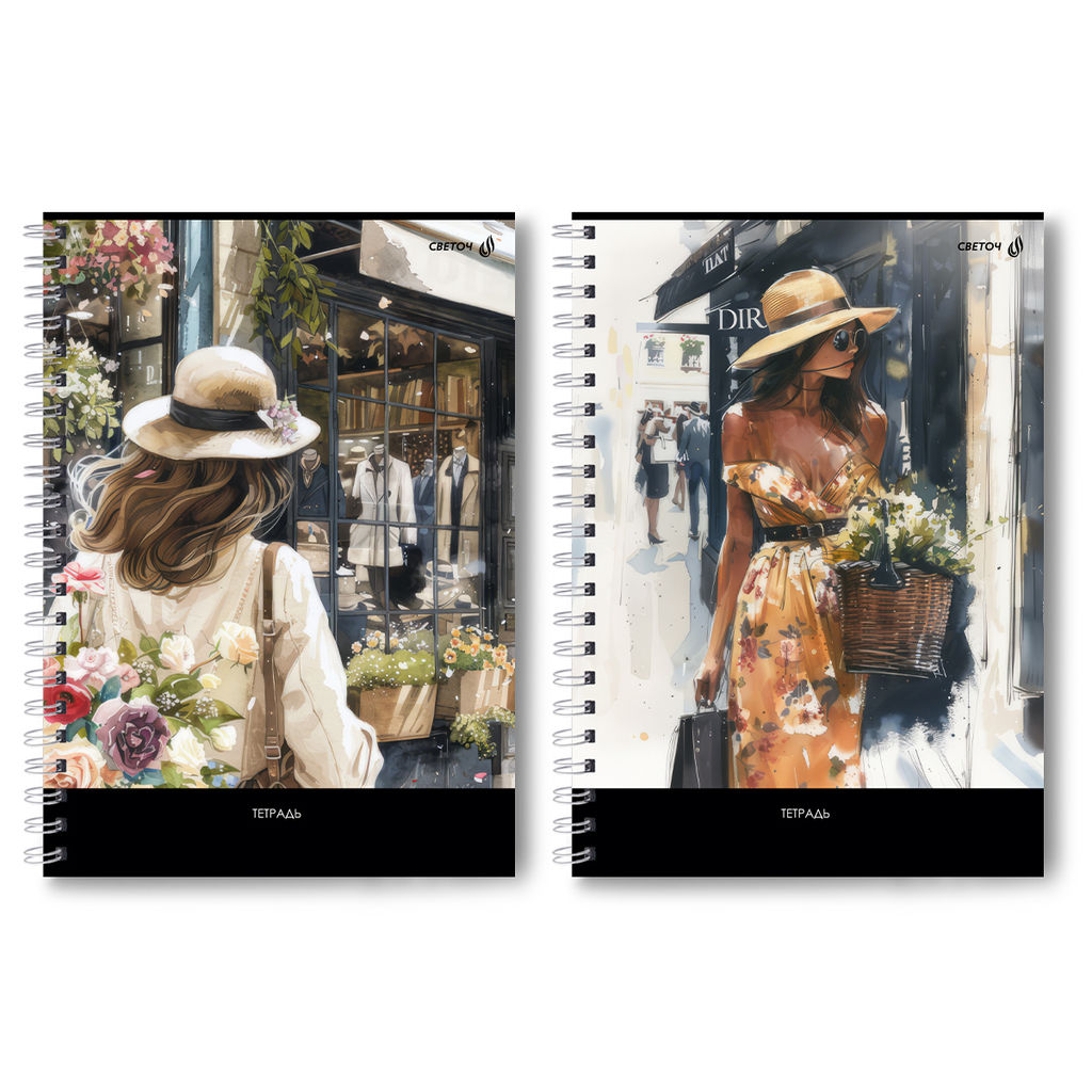 Светоч Т129 Тетрадь ученическая общая, A4 96 л. на гребне 65 г/кв.м , белизна 100 % 4 шт. клетка 01248 Красотка