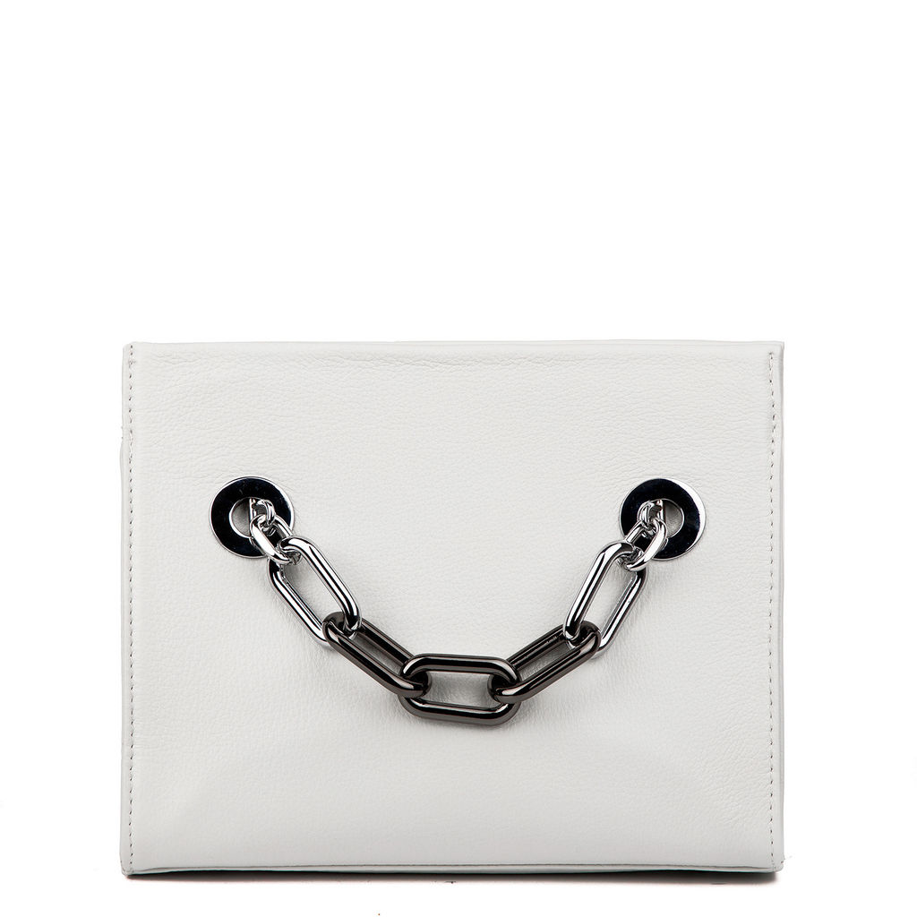 Y9028B white, женская кожаная сумка "Кросс-боди" Barcelo Biagi