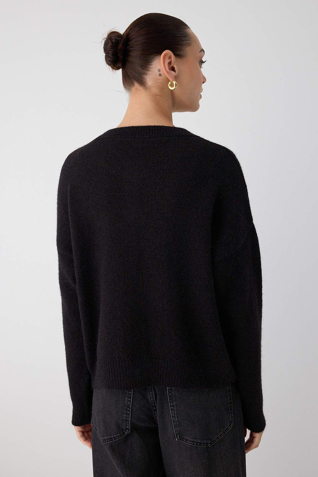 Wardrobe Essentials Siyah Alpaka Yunu Kar?s?ml? Genis Kal?p Triko H?rka | TWOAW26HI00089