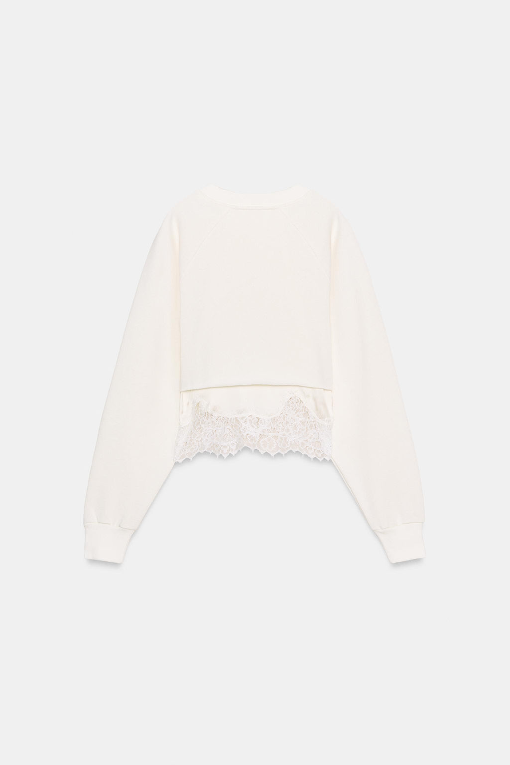 SUDADERA CROP COMBINADA ENCAJE / Blanco roto - Zara фото 5