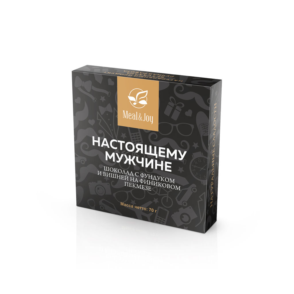 Collection for men Настоящему мужчине - Шоколад на финиковом пекмезе с фундуком и вишней, 70 г. - Meal&joy фото 2