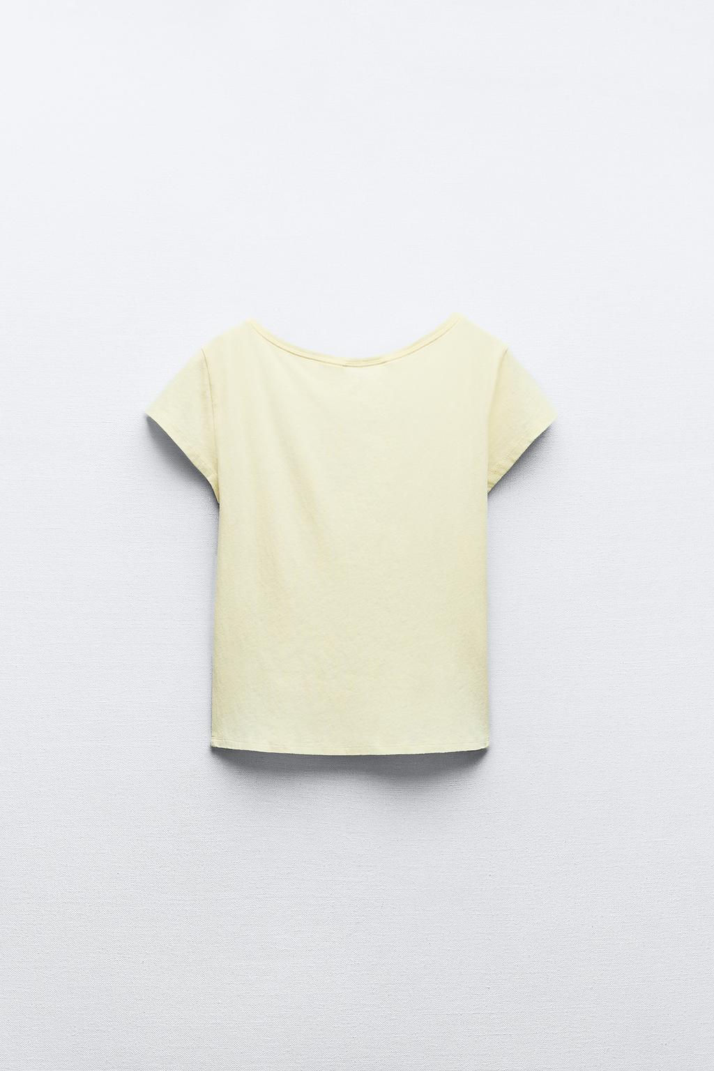 SLUB KNIT CROPPED T-SHIRT - Zara фото 7