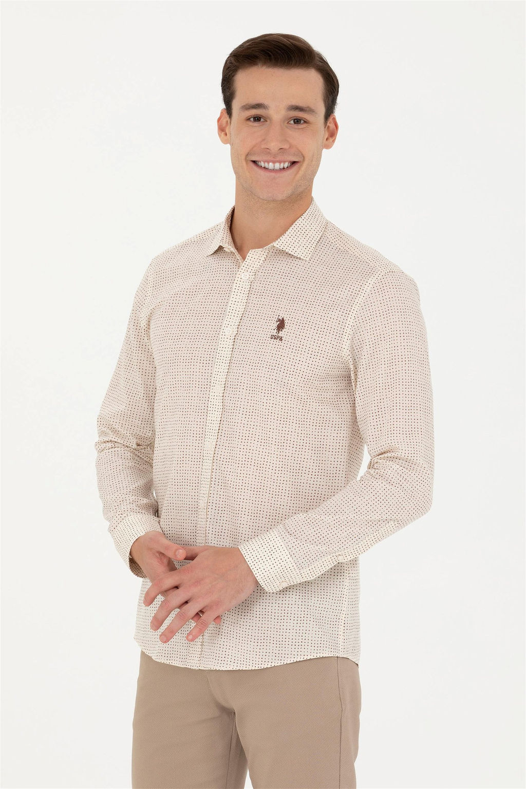 U. S. Polo Assn Мужская рубашка с длинным рукавом Stone - U.s. polo assn фото 3