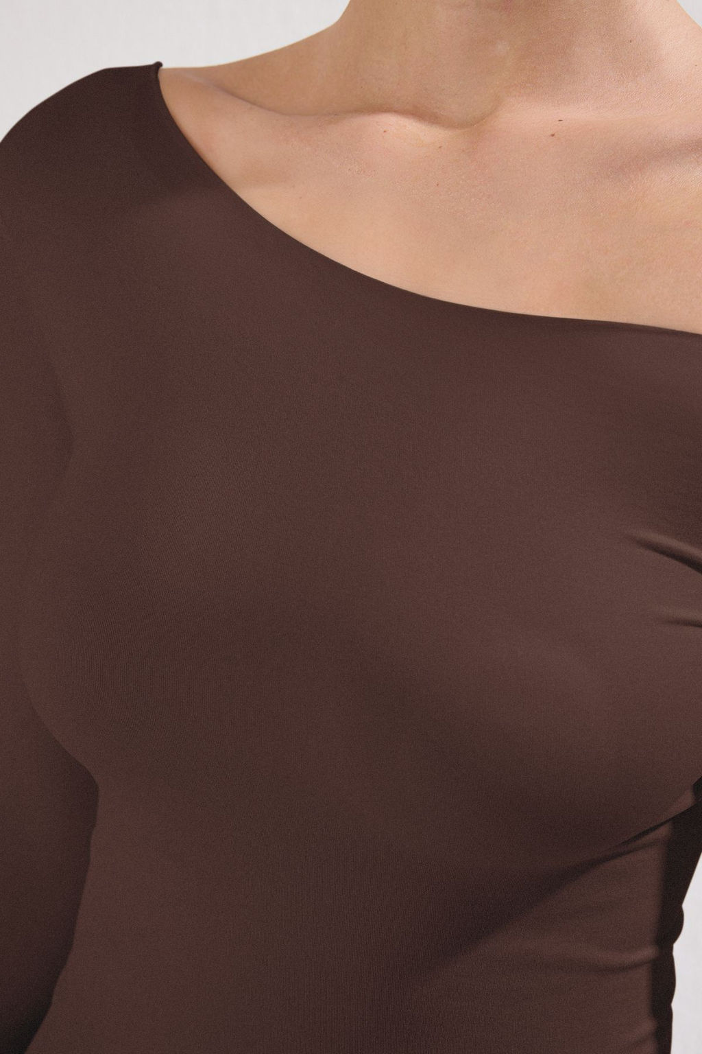 Kahverengi Seamless/Dikissiz Uzun Kollu Orme T-Shirt THMSS25TS00004