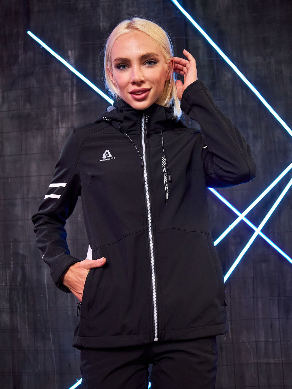 Женская мембранная куртка виндстоппер на флисе Azimuth Заря 124/23982_704 Черный  фото 16