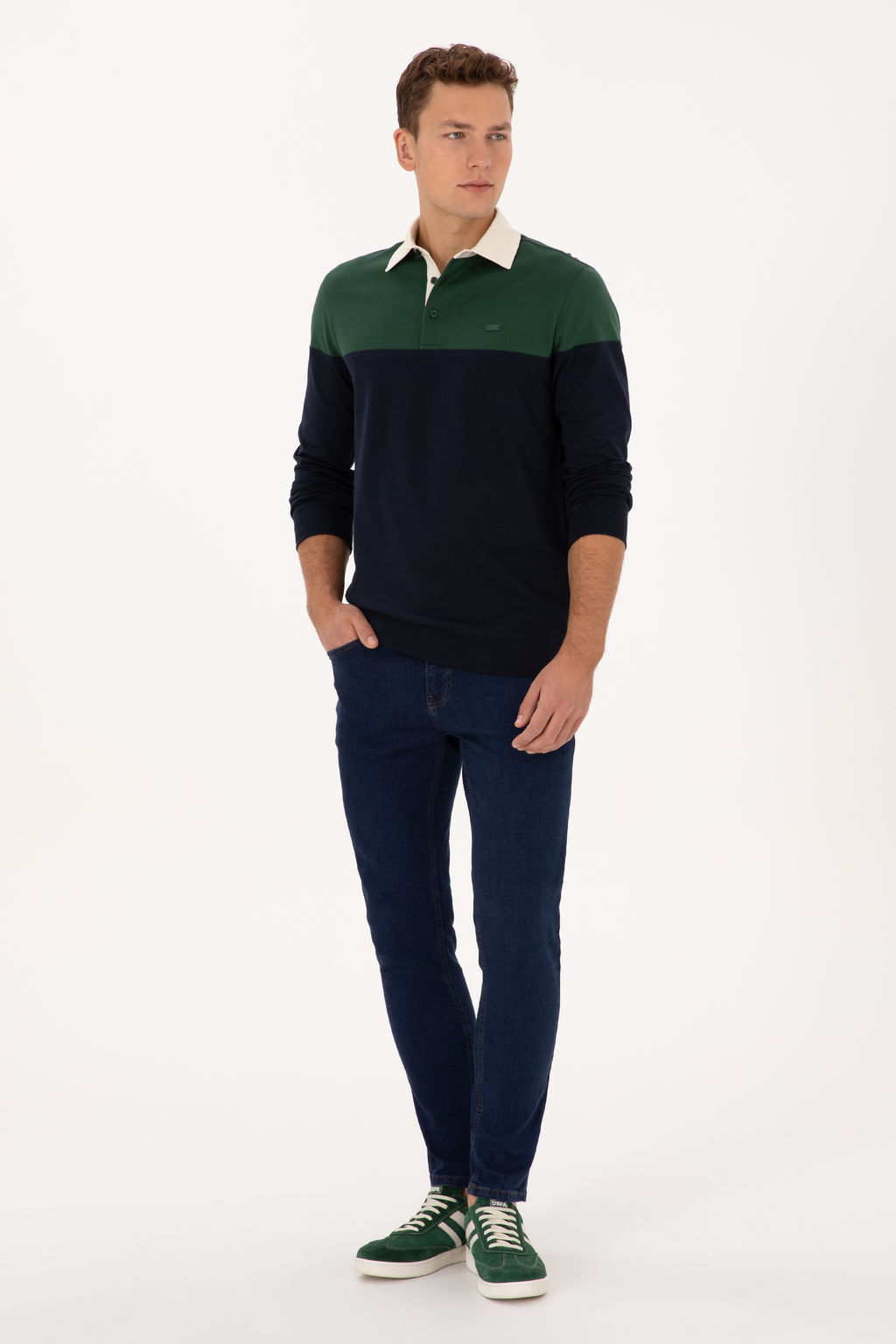 Erkek Regular Fit Polo Yaka Koyu Ye_il Sweatshirt - U.s. polo assn фото 11